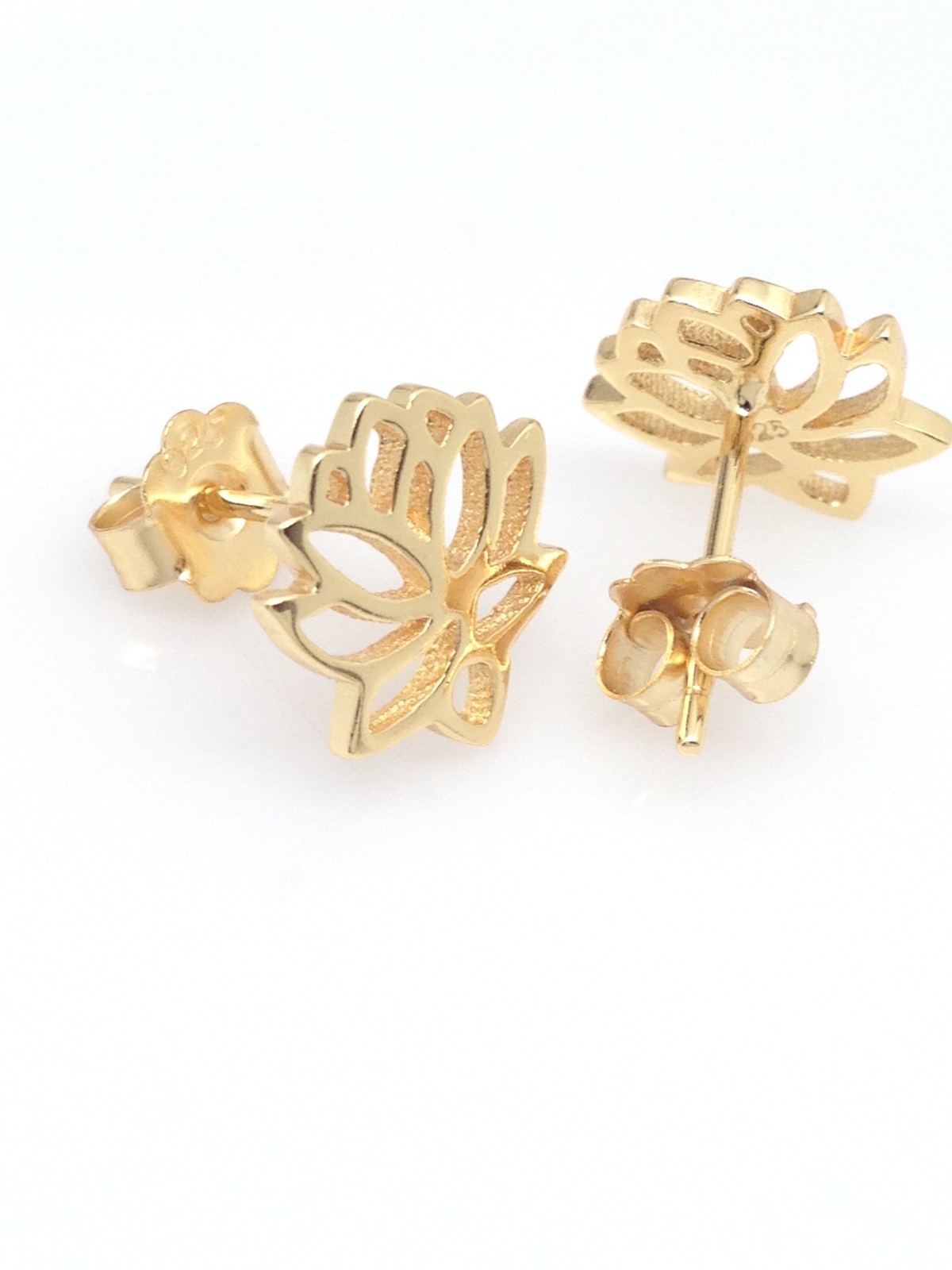 925 Sterling Silver Lotus Flower Stud Earrings Womens Girls 9mm(0.35″)