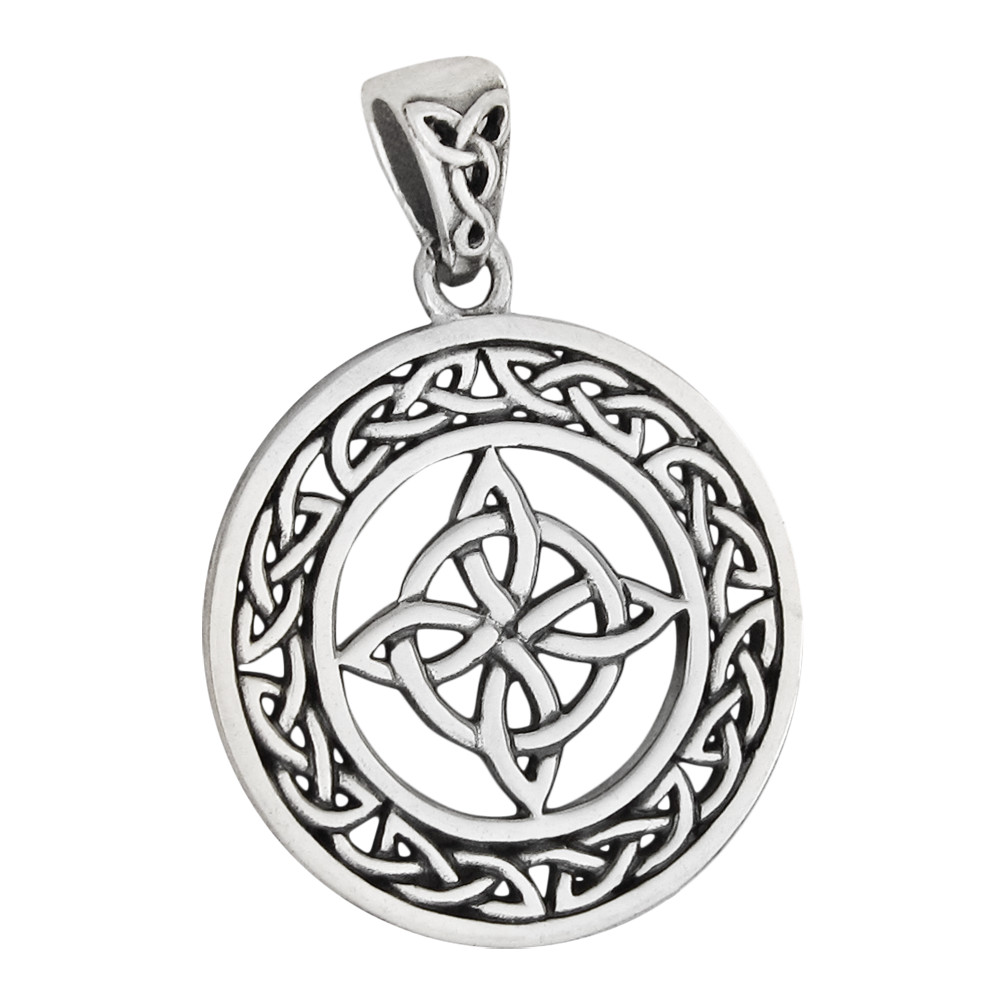 Sterling Silver Witches Quaternary Celtic Knotwork Wiccan Witch Knot Pendant