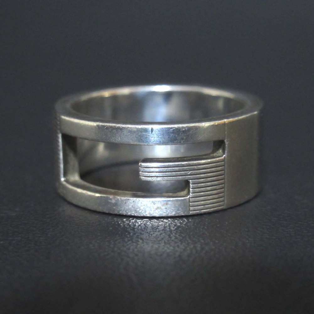 GUCCI Branded G Cutout Ring, Ag925, Size 11, Silver Women USED