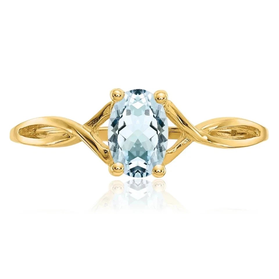 2.85 Ct Oval Cut Aquamarine Solitaire Ring 14k Solid Yellow Gold
