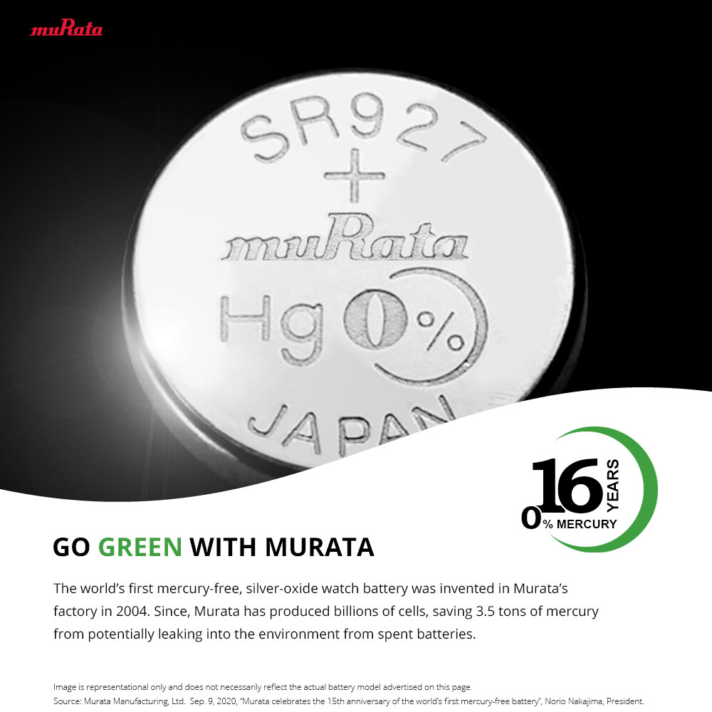 Murata SR 1.55V Silver Oxide Watch Batteries Low/High/Dual Drain (5 Batteries)