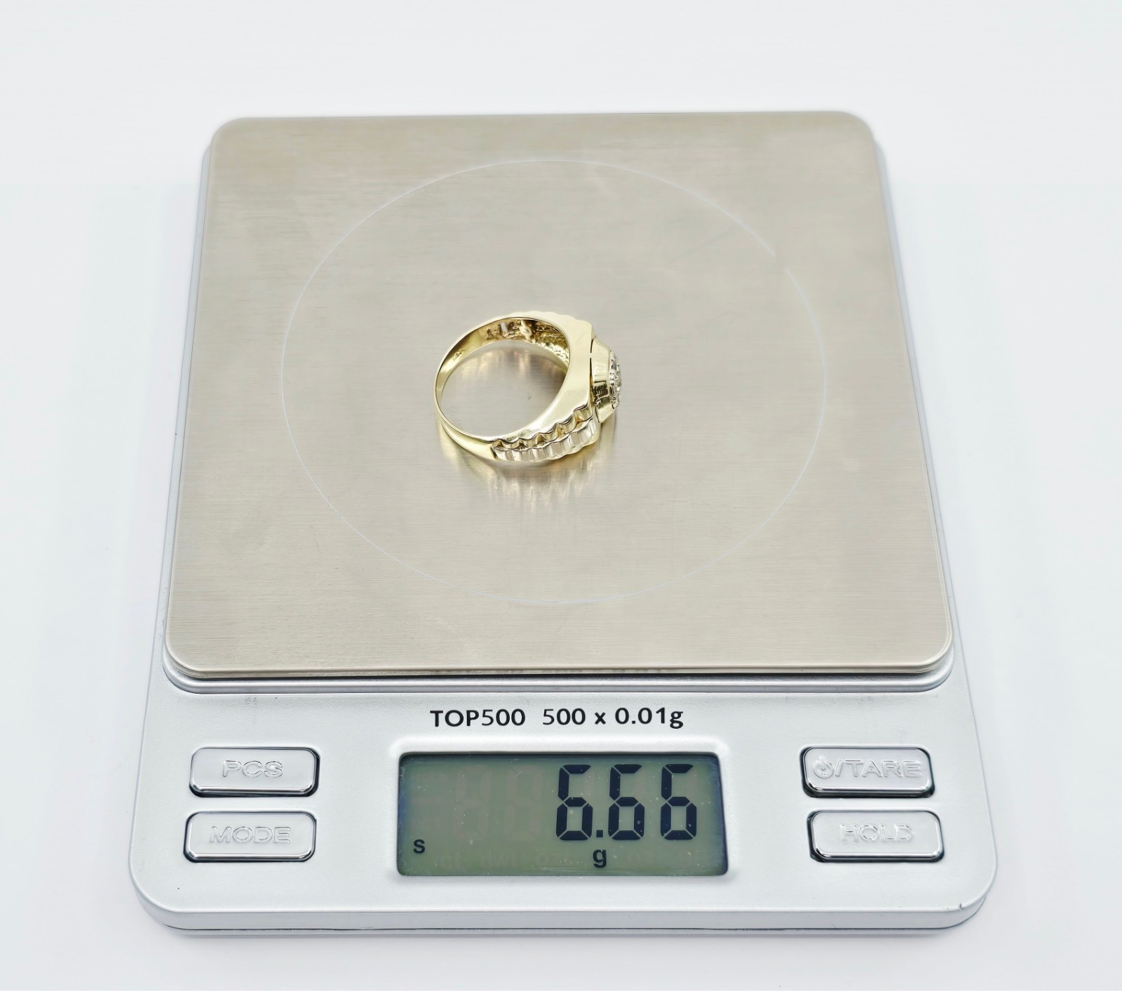 14K Solid Two Tone Multi Color Gold Designer Rolex Style Diamond Ring – Size 8.5