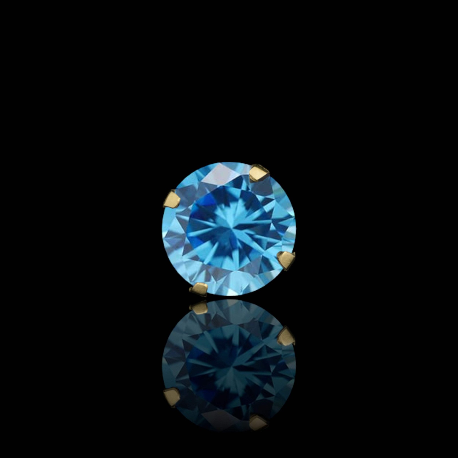 14K Gold CZ Stud Earrings in 10 Colors (2 mm to 8 mm, Screw-Back)