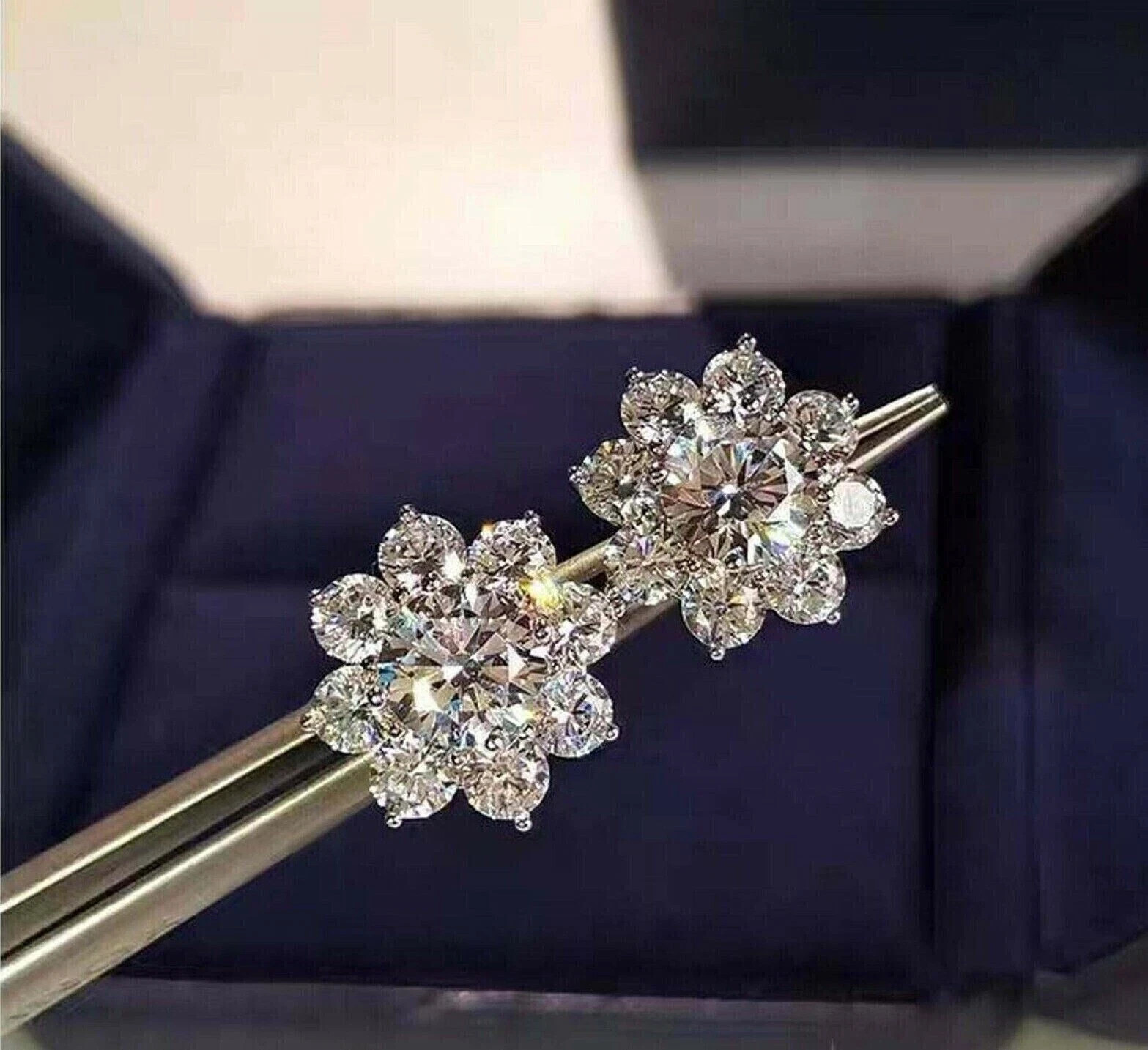 Floral Crystal Sterling Silver Stud Earrings For Women for All Occasions