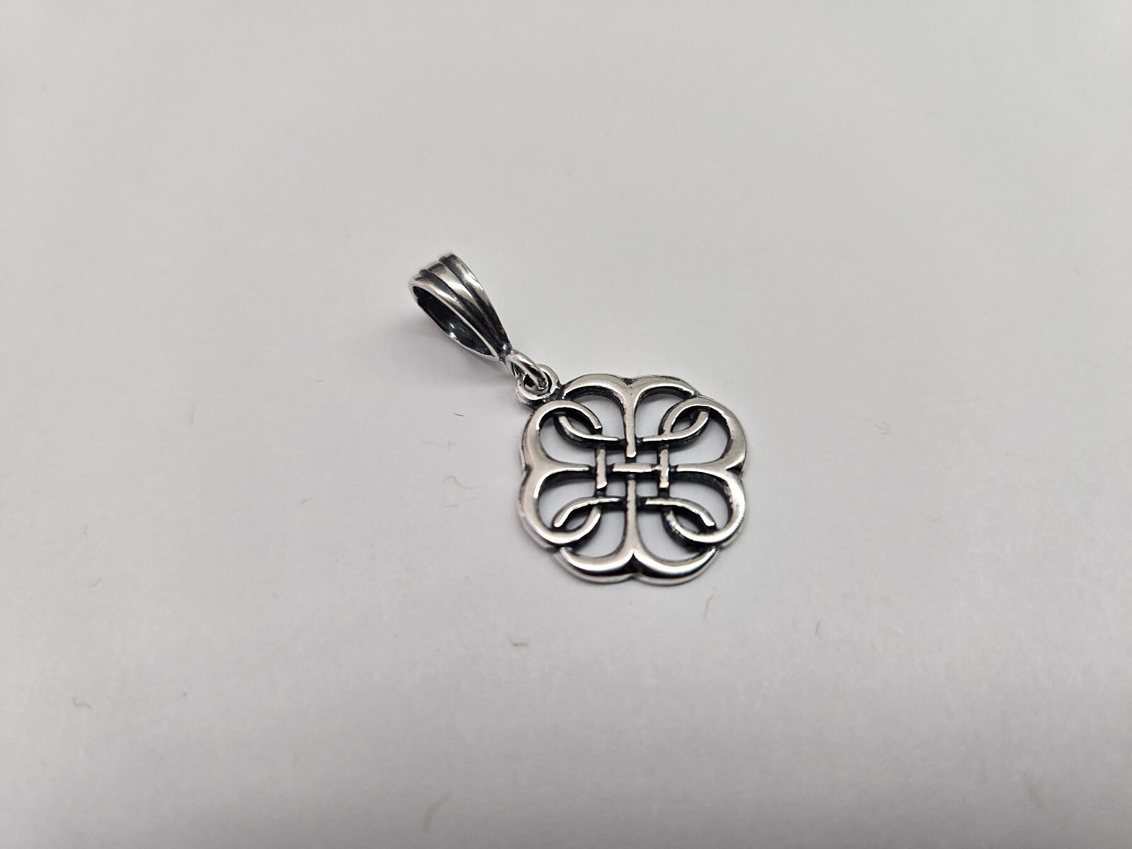 925 Sterling Silver Large Celtic Shield Knot Pendant 3/4 (19mm) Inch Tall