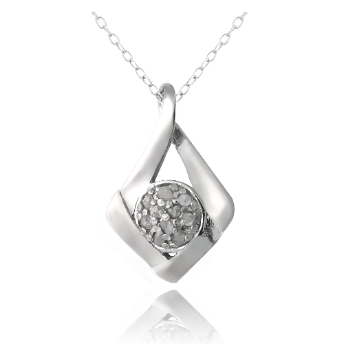 925 Silver 1/10ct Diamond Angular Necklace, 18″