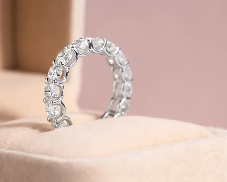4.50Ct Round cut Natural Diamond 14K solid white gold Luxury Eternity Band Ring