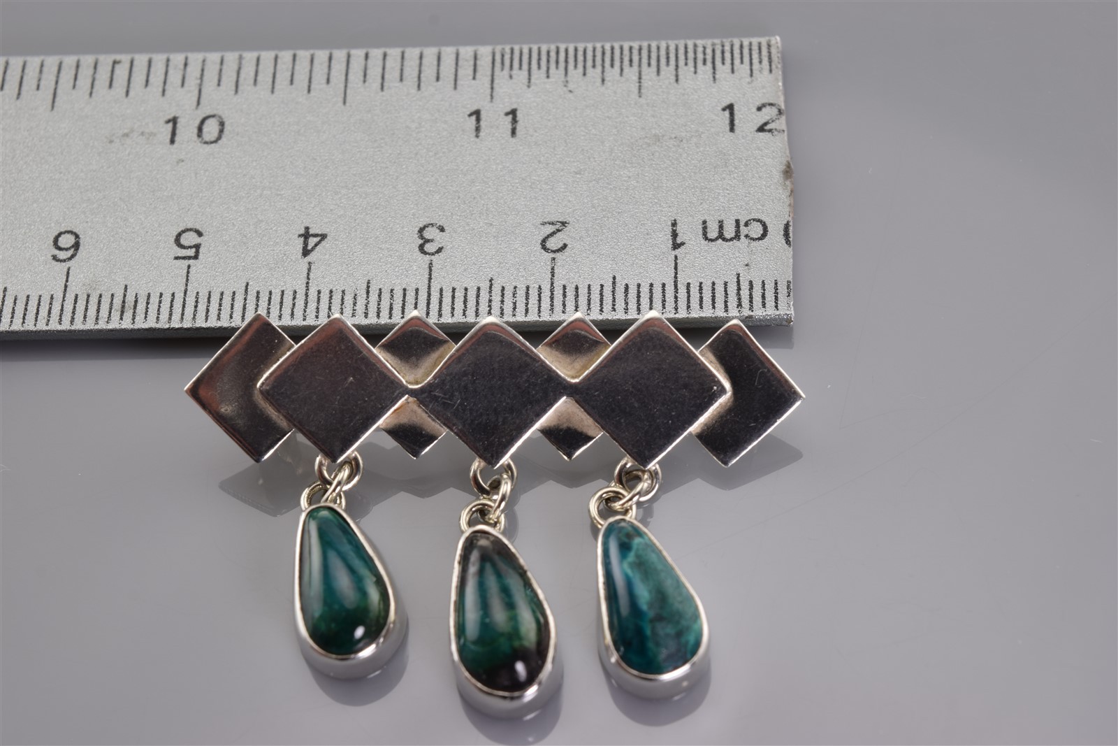 Sterling Silver 47mm x 33mm Dangling Jasper Modernist Israel Brooch 925 Pin