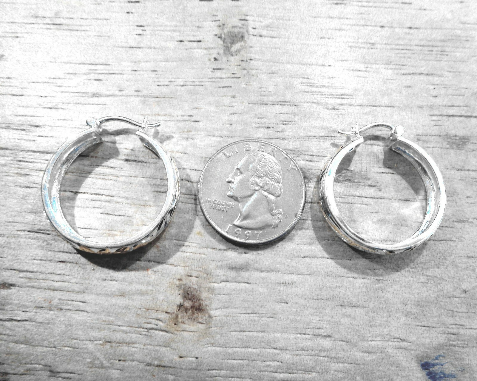 27MM SOLID 925 SILVER ENGRAVED HAWAIIAN PRINCESS SCROLLS ROUND HOOP EARRINGS