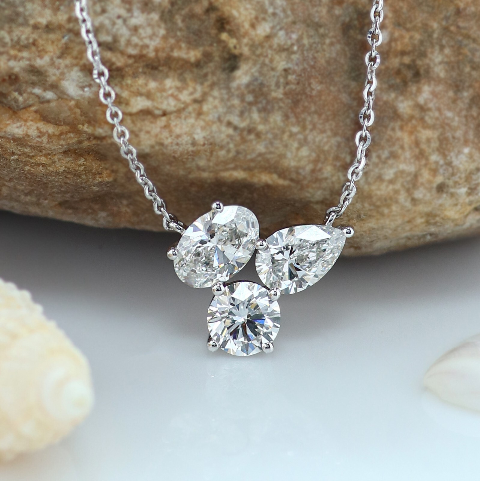 3.00 CT, Orion 14K White Gold Lab Grown Diamond Cluster Constellation Necklace