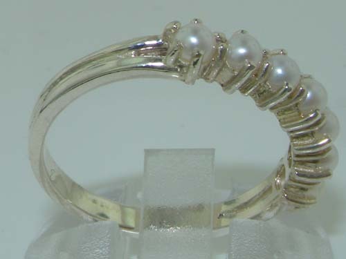 High Quality Solid 925 Hallmarked Sterling Silver Natural Pearl Eternity Ring