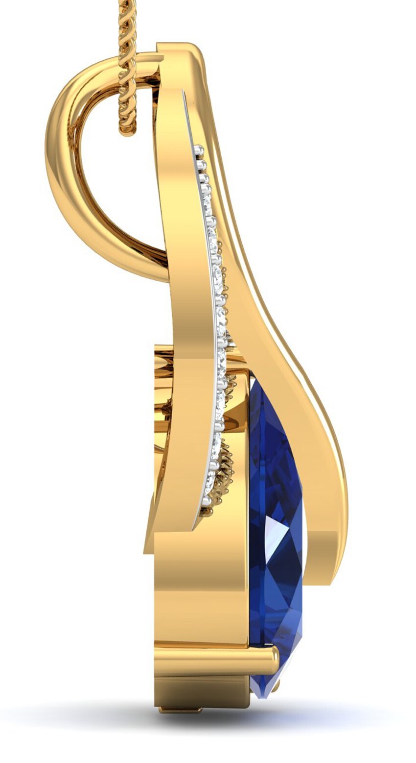 0.52ct Natural Round Diamond 14k Solid Yellow Gold sapphire Wedding Pendant