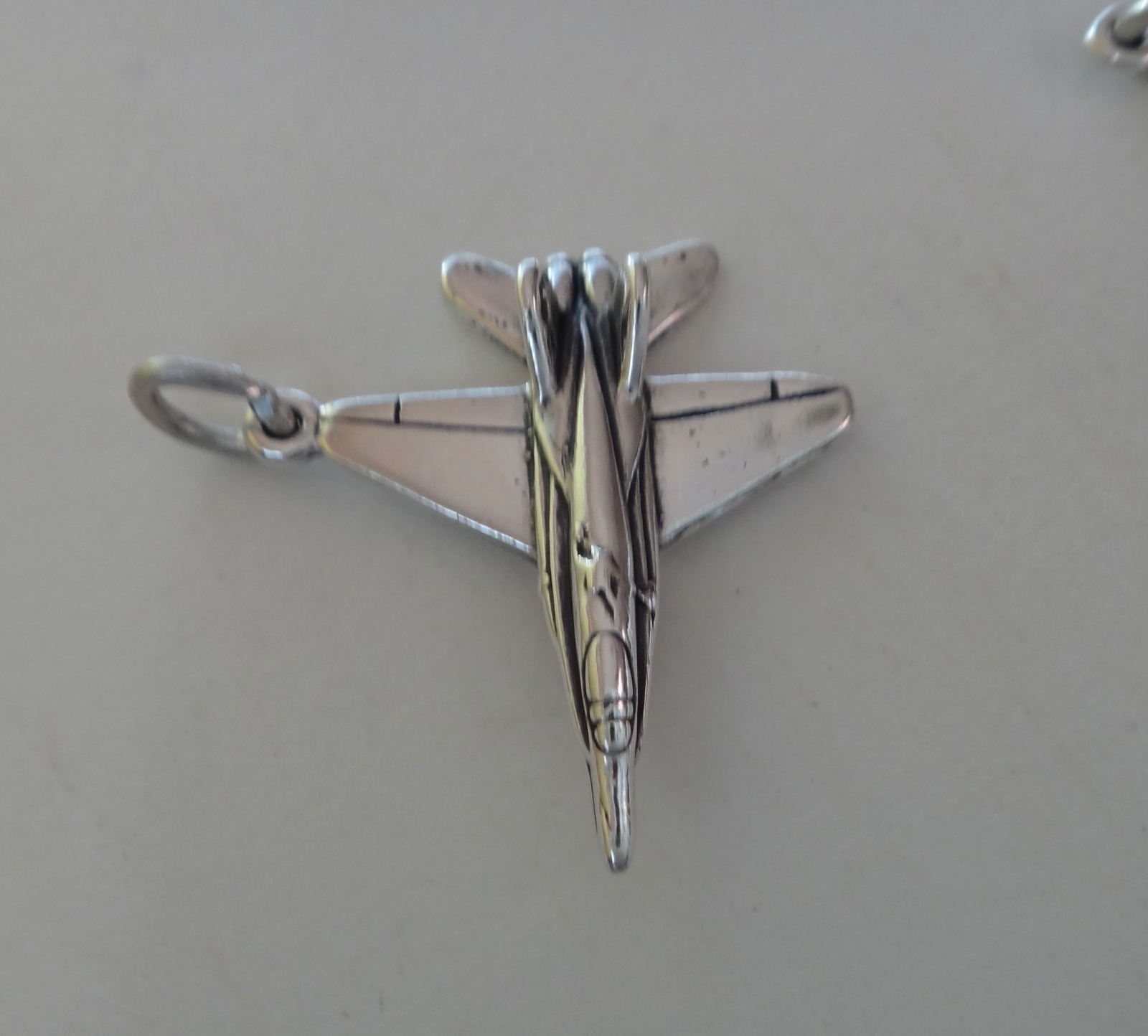 1 Sterling Silver 3D 22x19mm Detailed F-18 Military Jet Charm