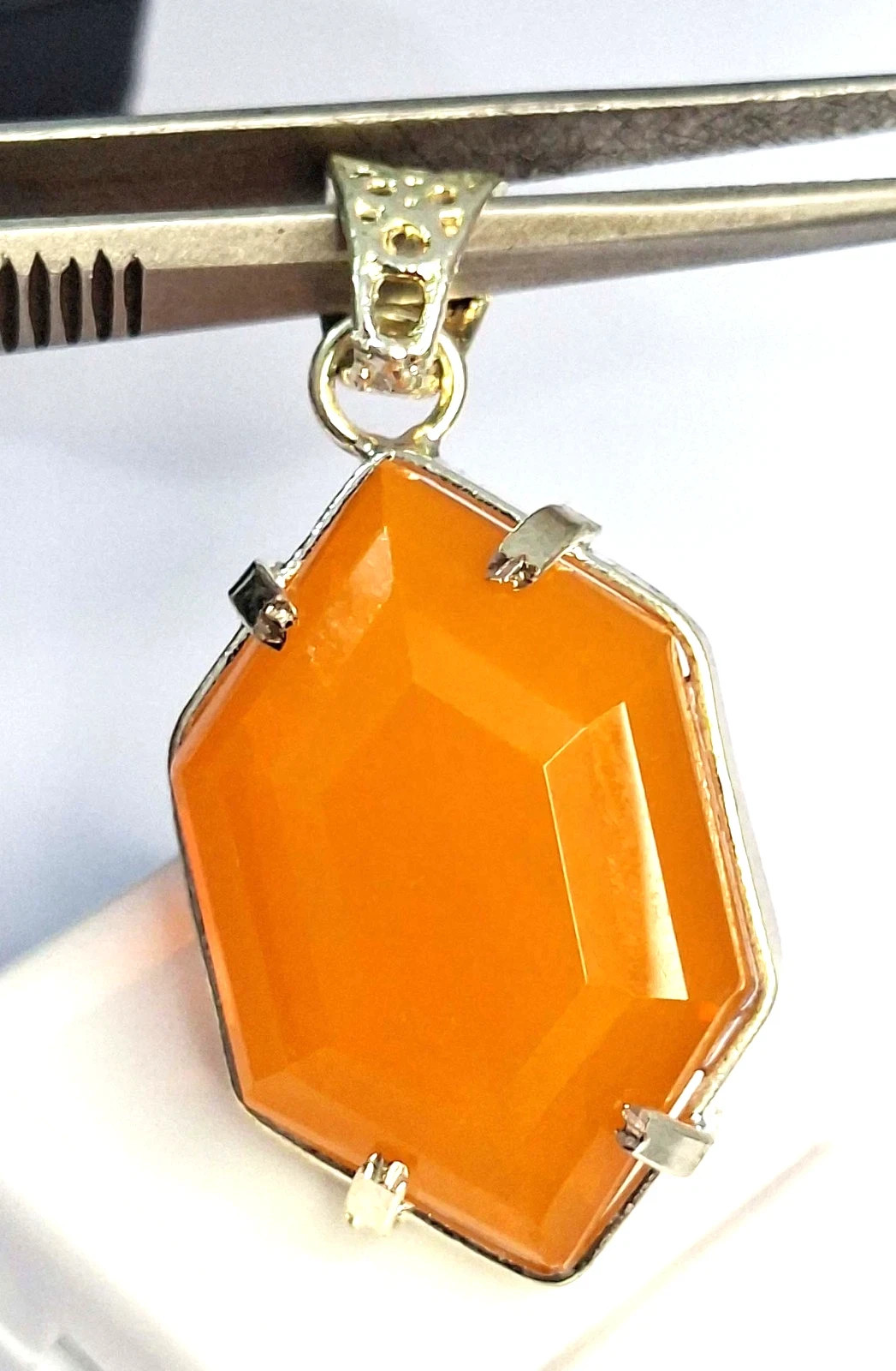 Orange Welo Opal Pendant Fancy Cut 68-70 Ct Loose Lab Created Gemstone SP1088