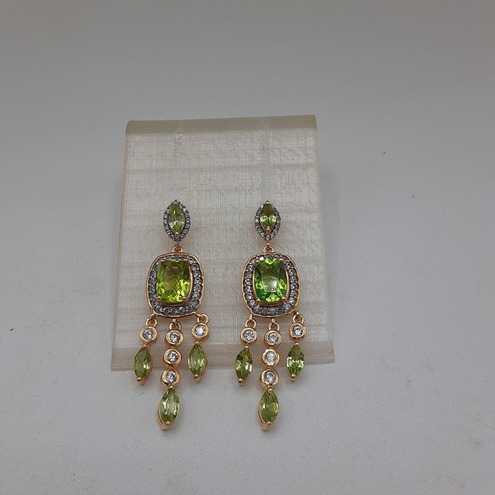 Chartreuse Quartz And Peridot Dangling Earrings Vermeil YG Over Sterling Silver