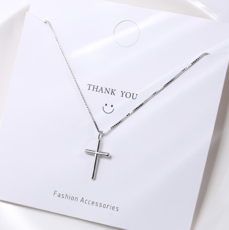 Small Plain & Simple Cross Pendant 18″ Necklace in SOLID 925 Sterling Silver I88