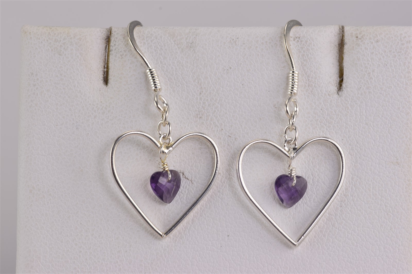 Sterling Silver 17mm x 17mm Open Framed Heart Dangling Accent Hook 925 Earrings