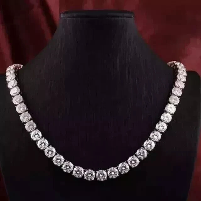 20Ct Round Lab-Created Diamond Women Tennis Necklace 14K White Gold Plated 22″In