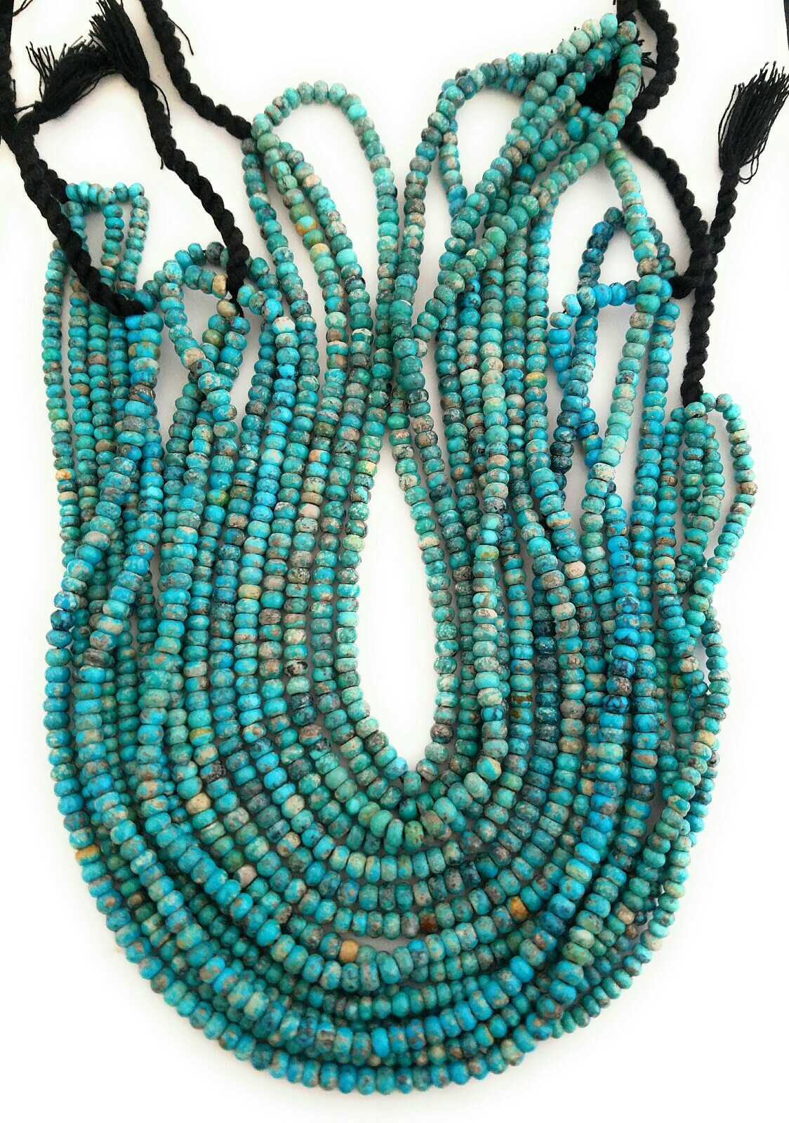 One Strand 100% Natural Arizona Turquoise Rondelle Beads