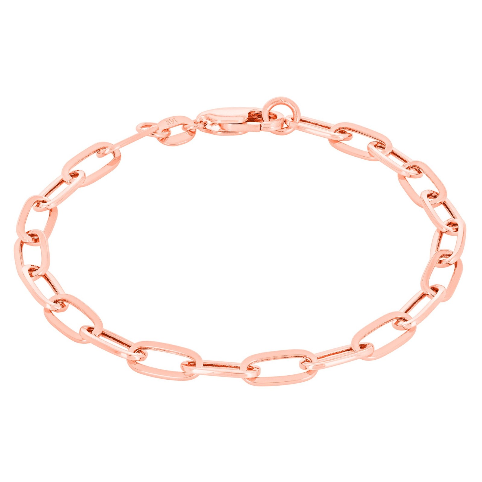 14k Rose Gold Paperclip 2mm-7mm Chain Cable Bracelet Mens Womens 7″ 7.5″ 8″