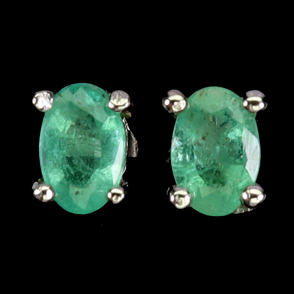 925 Sterling Silver Earrings Oval Emerald 6x4mm Natural Gemstone Jewelry
