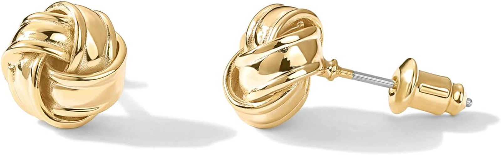 14K Gold Plated Sterling Silver Post Love Knot Stud Earrings | Gold Earrings for