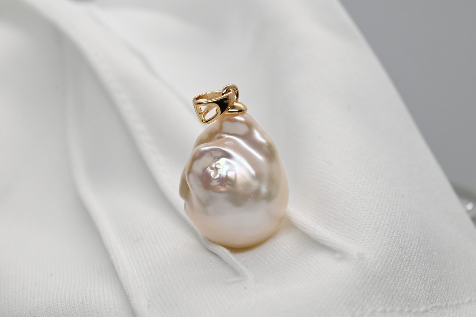 HUGE 18X13MM white pearl pendant real natural south sea 14k gold Baroque 8#
