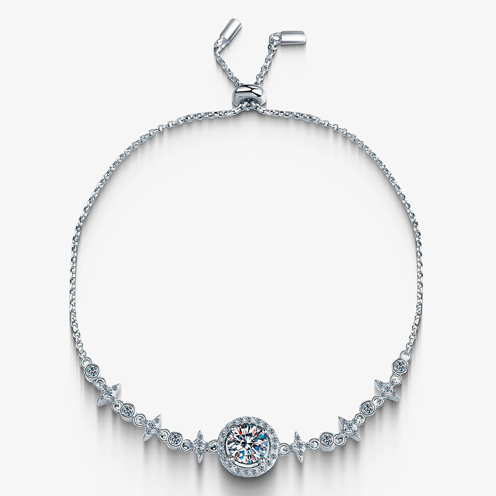 925 Silver Luxury Bracelet with Moissanite, 1.0 ct