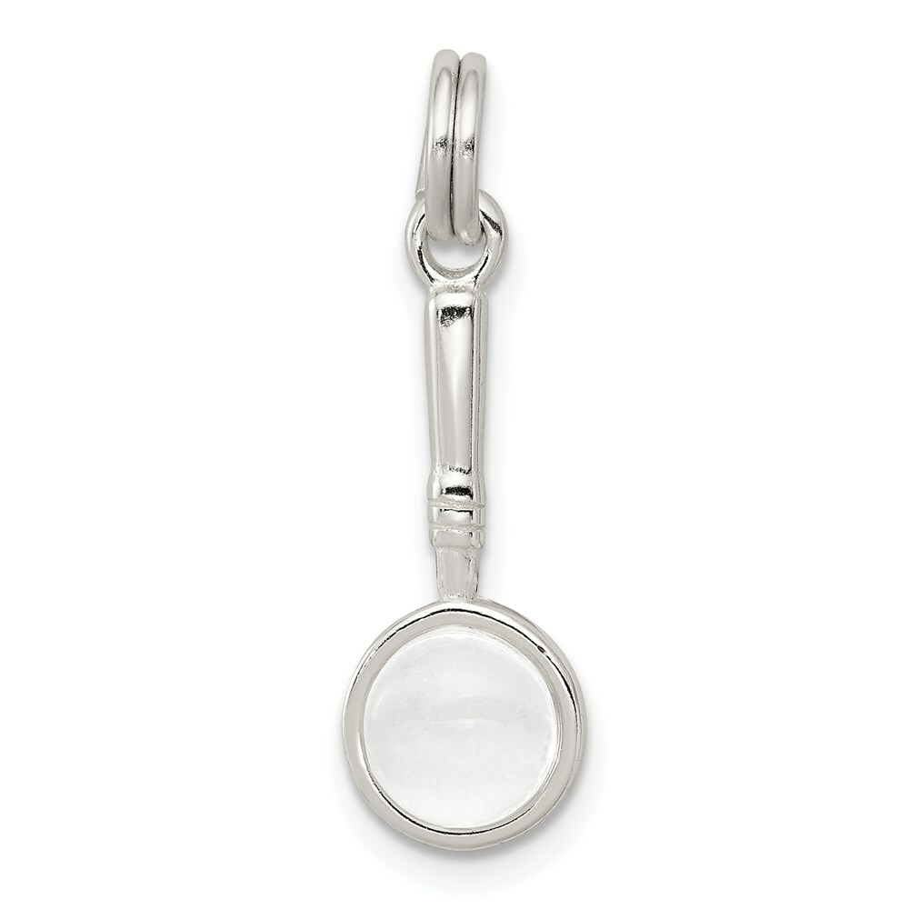 Sterling Silver Polished 3-D Magnifying Glass Charm Pendant 0.67″