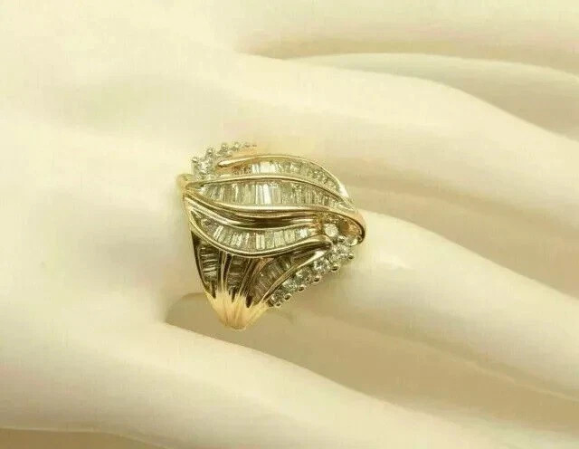 2Ct Baguette Lab-Created Diamond Cluster Anniversary Ring 14k Yellow Gold Plated