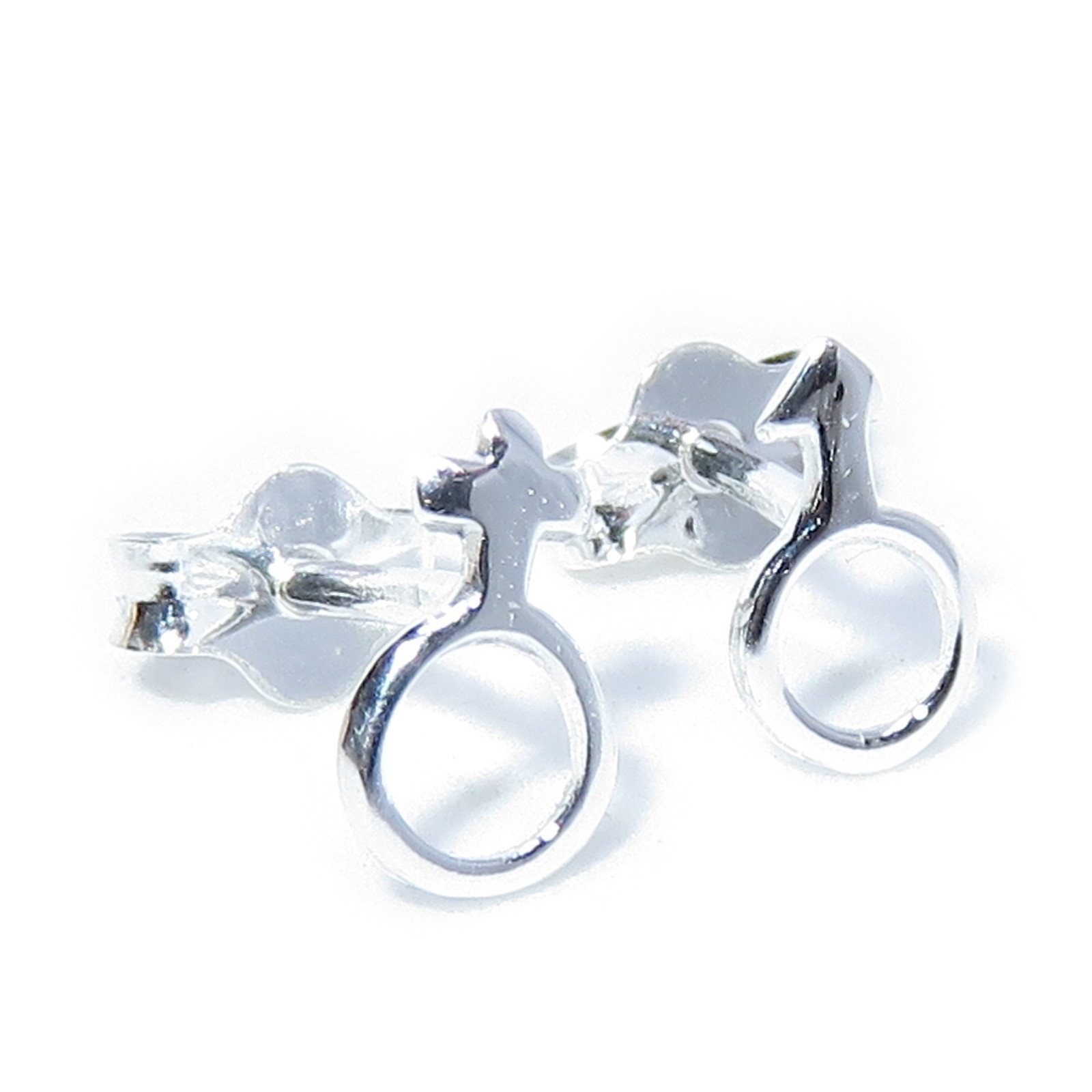 TINY Male & Female sterling silver stud earrings .925 x 1 pair studs.