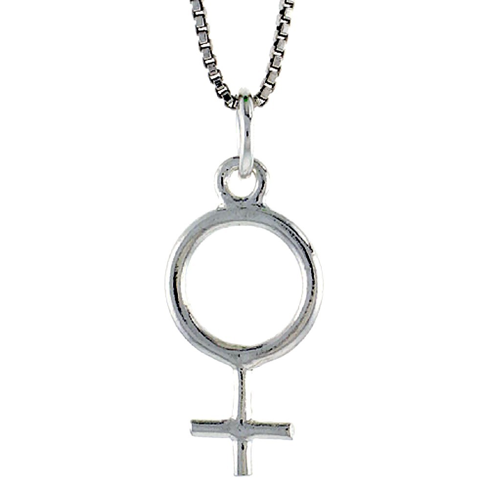 925 Sterling Silver Female Symbol Charm Pendant 11/16 (18mm) Inch Tall