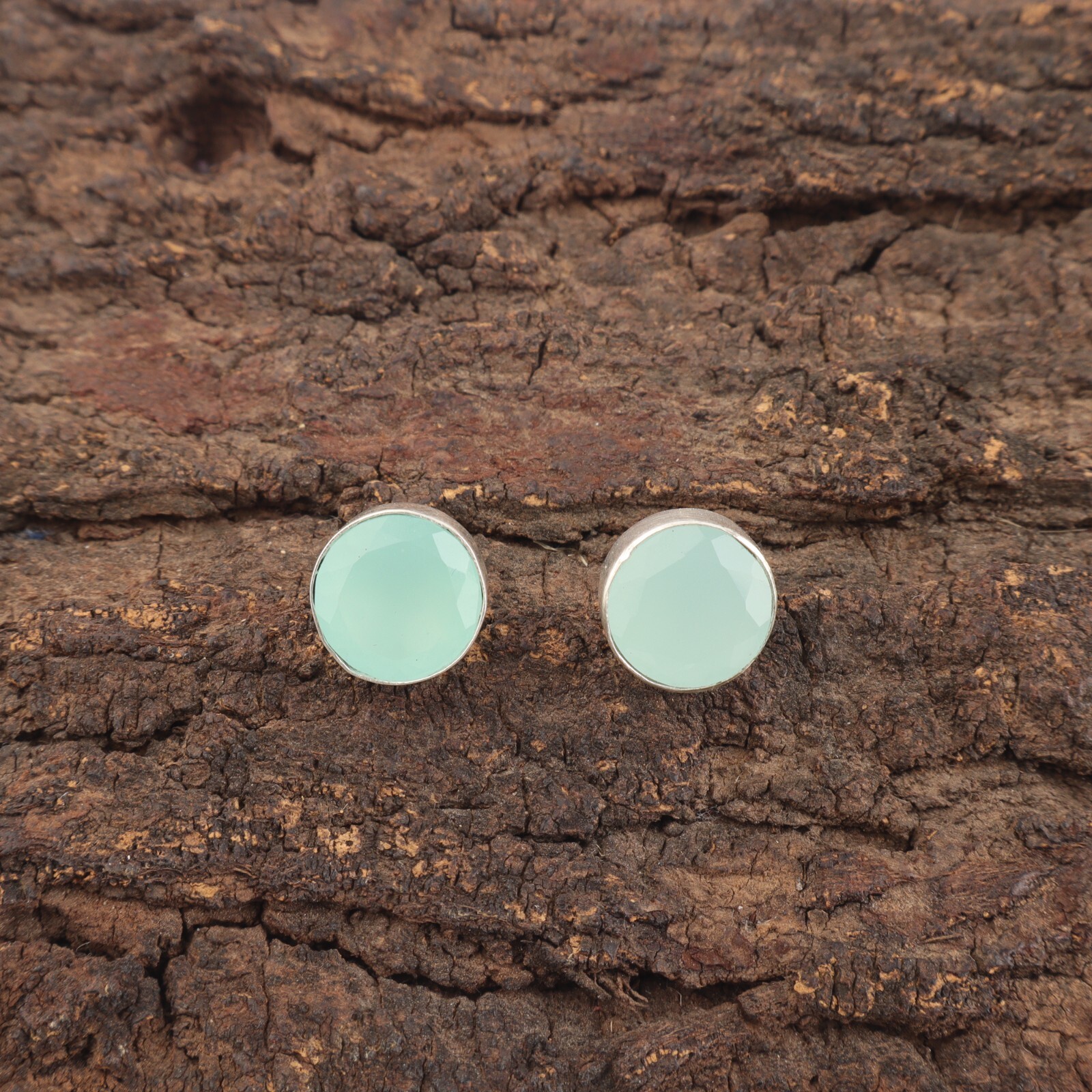 Aqua Chalcedony Gemstone 925 Sterling Silver Handmade jewelry Earring Gift For