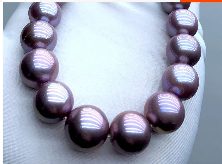 Huge 17″ 13-11mm South Sea Genuine Purple Lavender Round Pearl Necklace