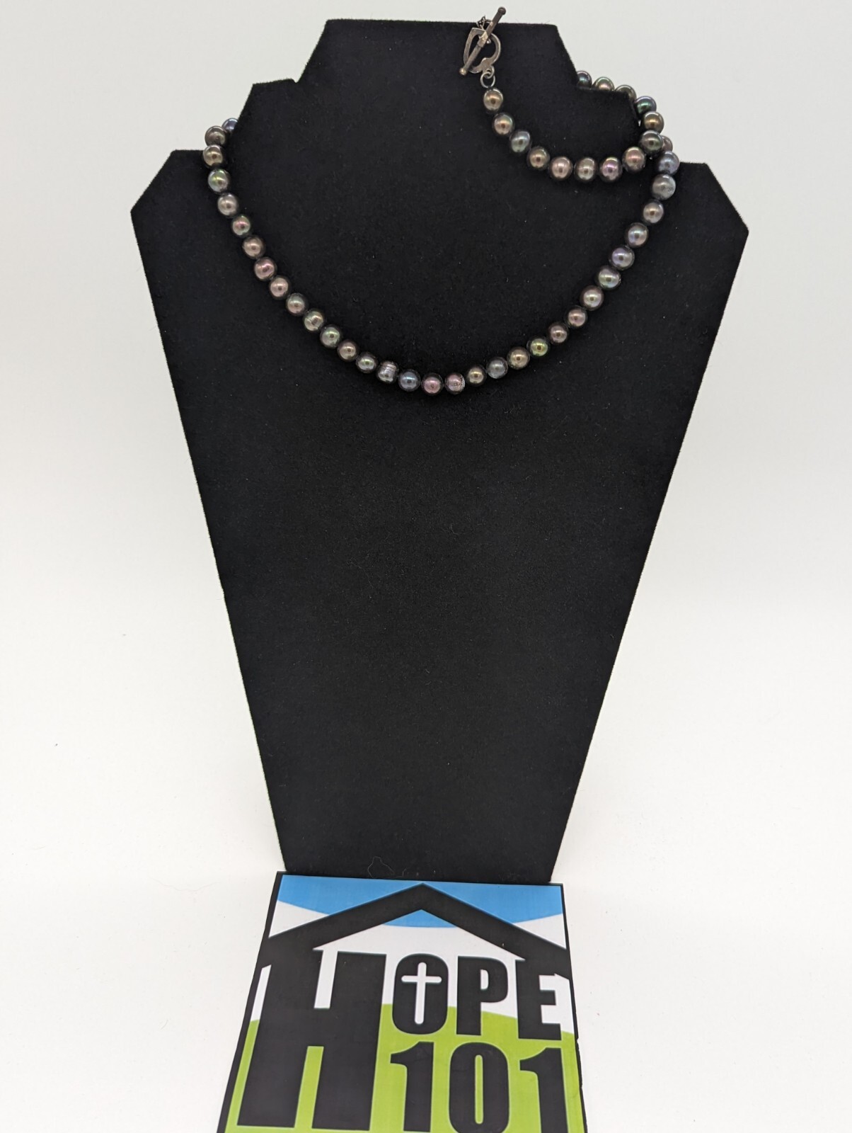 Freshwater pearl necklace peacock necklace & bracelet set, sterling heart toggle
