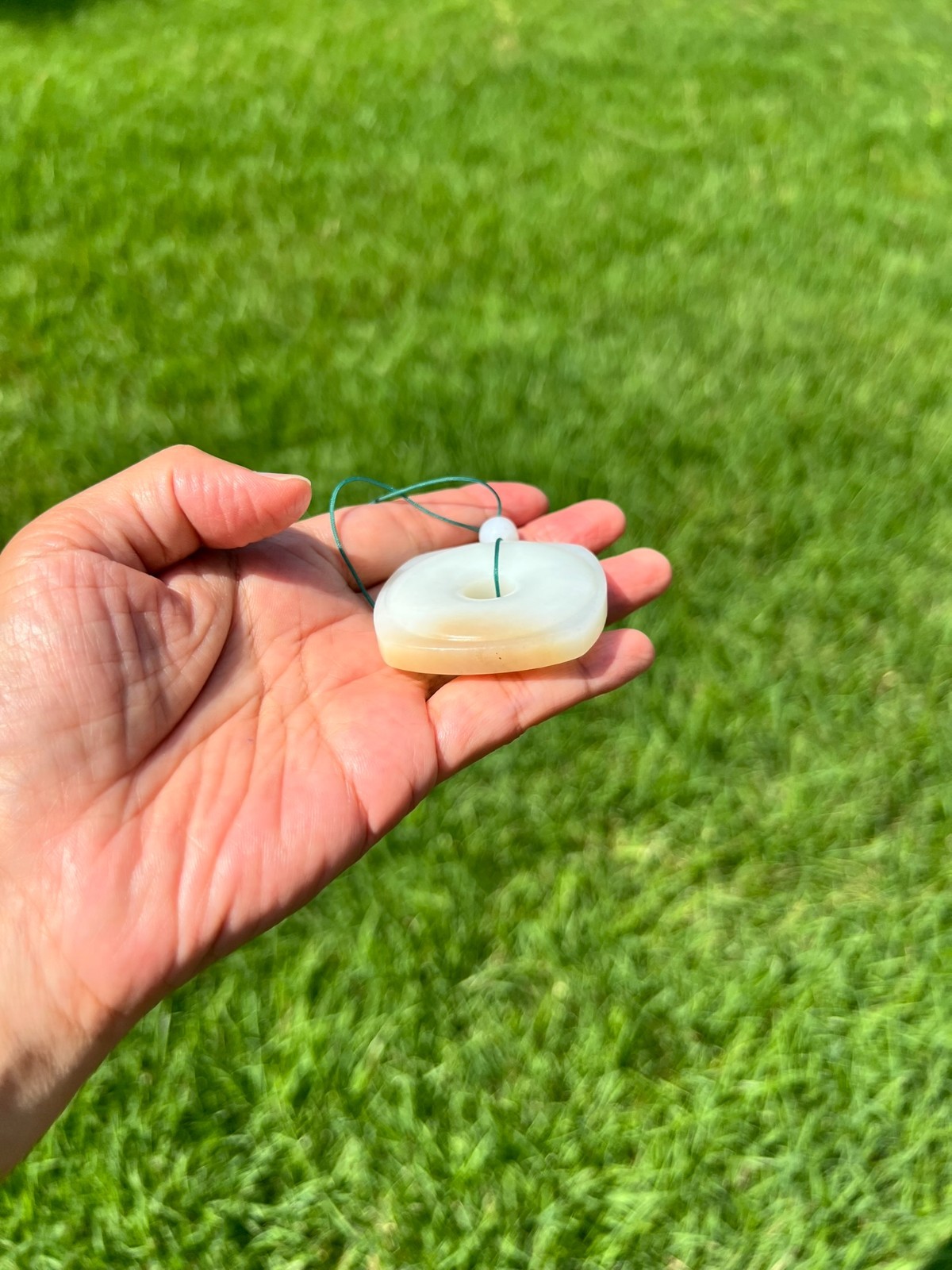High-Quality White Nephrite Jade Square Buckle 四方扣 Handplayer / Pendant H82 a