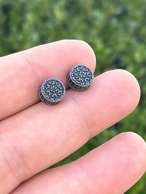 2 Ct Round Lab Created Diamond Men’s Cluster Stud Earrings 14K Black Gold Finish