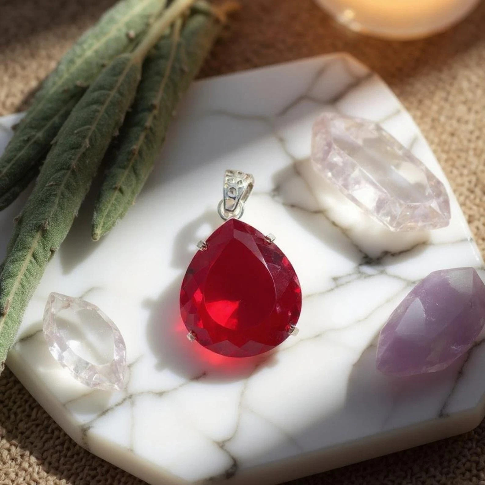 Certified 40 Ct Natural Red Ruby 925 Solid Silver Pendant Pear Cut Gemstone