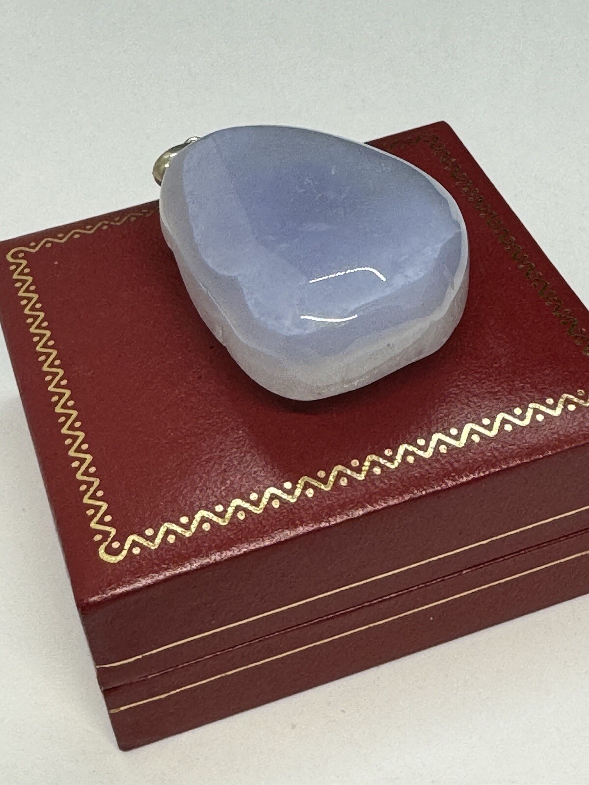 Sterling Silver Blue Lace Agate Pendant Chunky Free Form 33 Grams