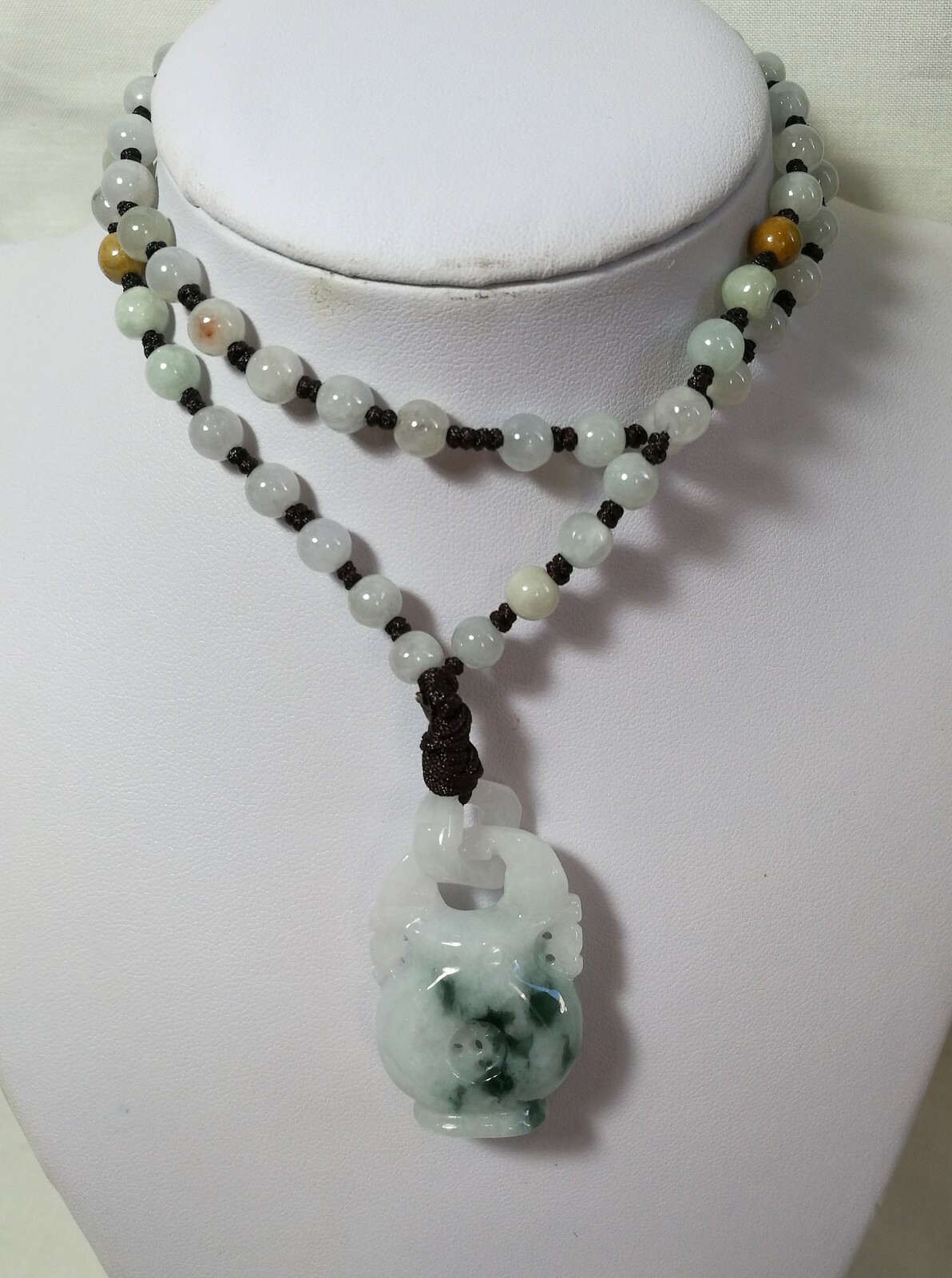 Certified Grade A Myanmar Jadeite jade vase shape pendant S42x26mm