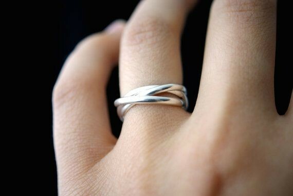 .925 Sterling Silver 2MM 3 Row Interlocked Rolling Wedding Band Ring Sizes 5-9