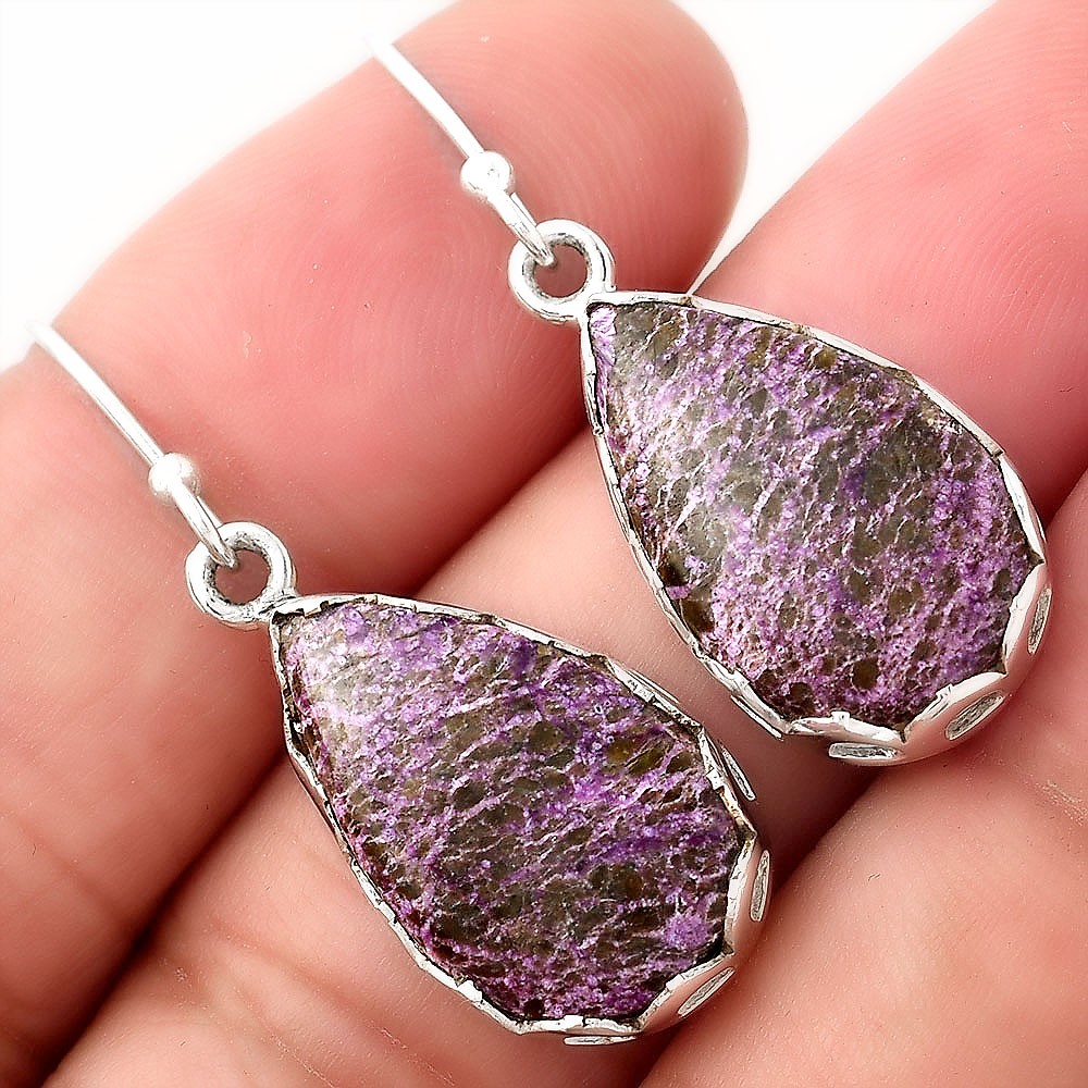 Natural Purpurite – South Africa 925 Sterling Silver Earrings Jewelry E-1113