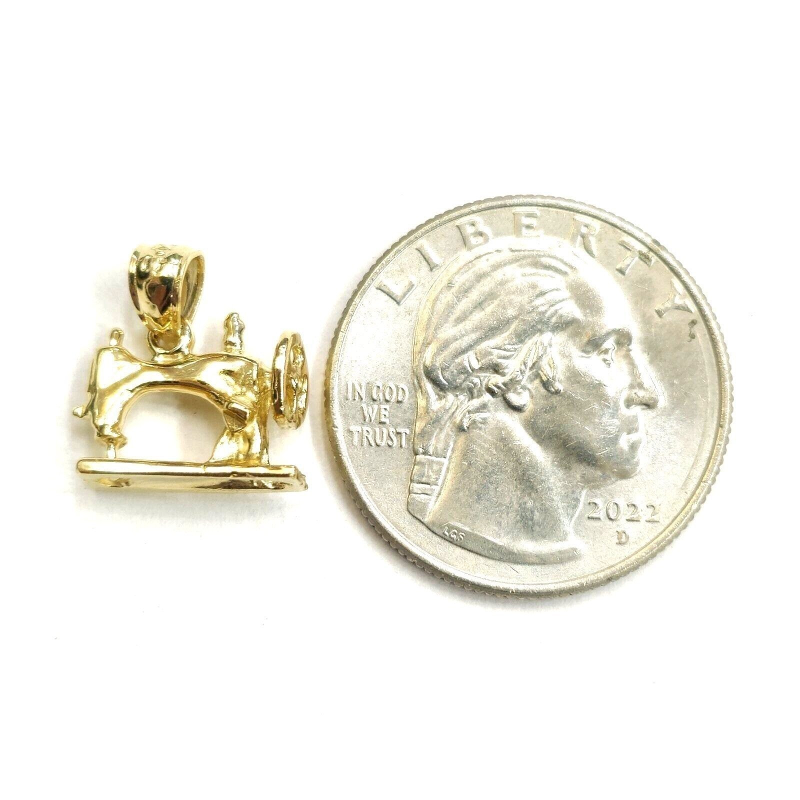 New 14k yellow Gold solid 3D Sewing Machine Pendant Taylor Tool fine jewelry 2g