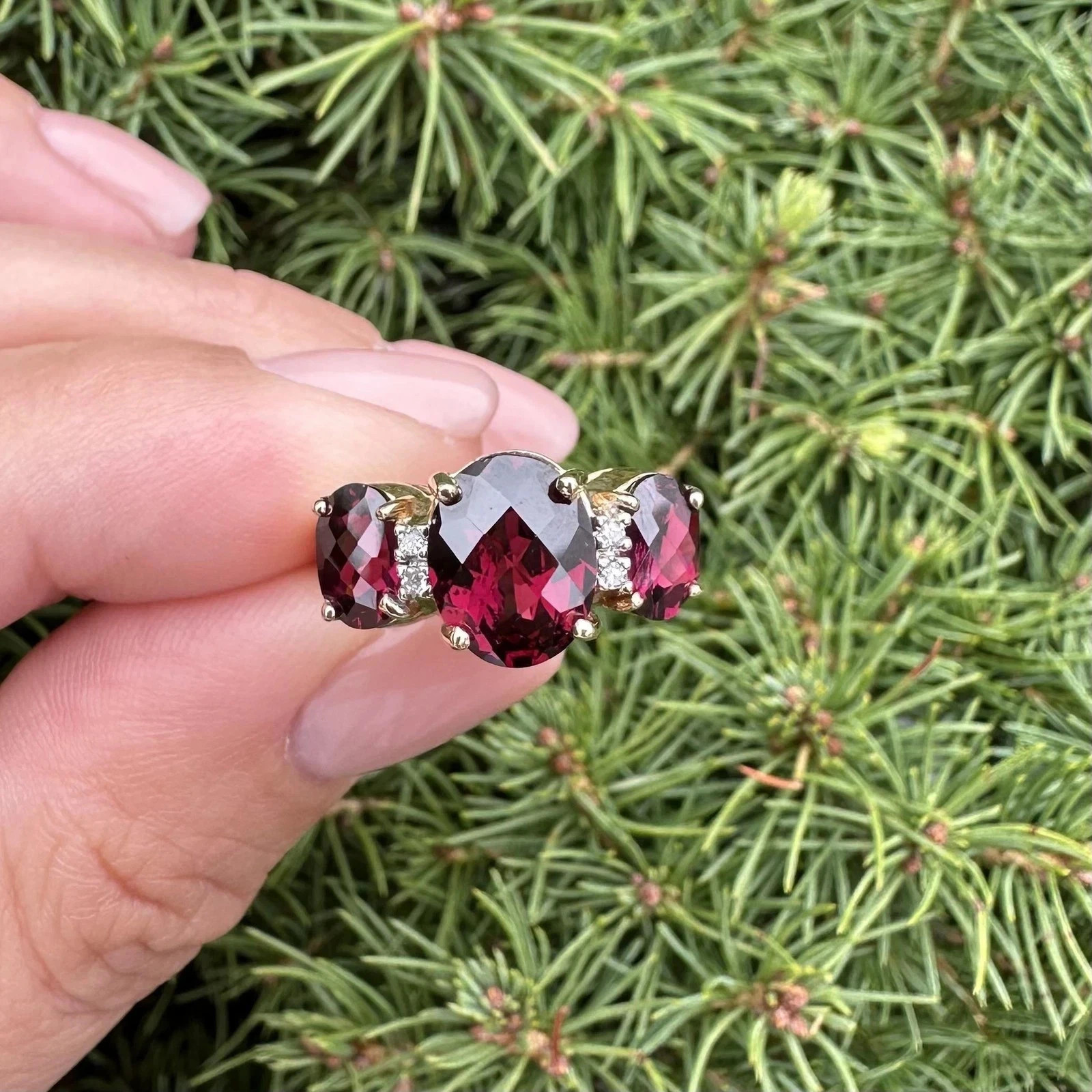 3.00 Ct Oval Cut Natural Ruby & Diamond Ring 14K Yellow Gold Size 6
