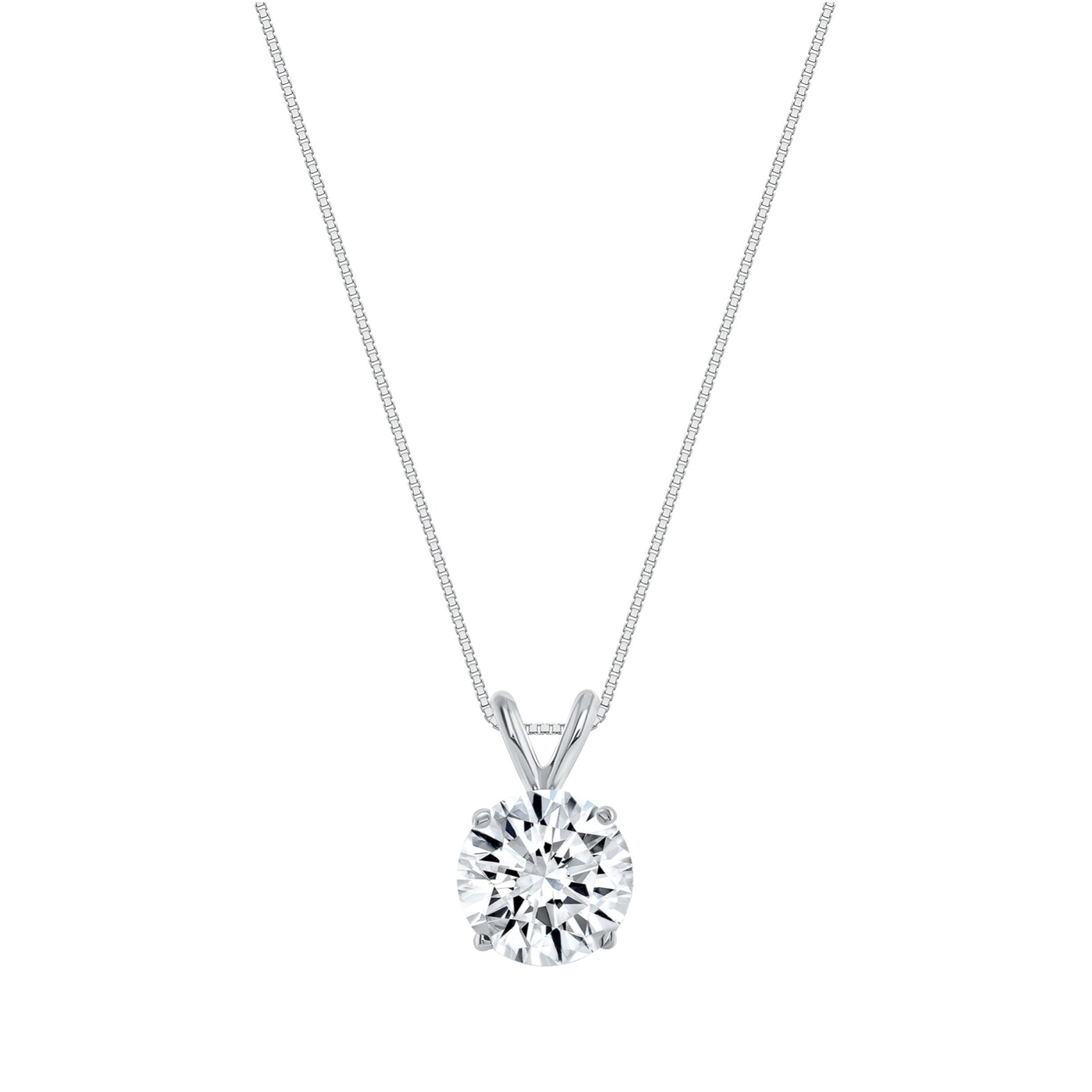 IGI 2 Ct Round Lab Created Grown Diamond Necklace Solid 14K White Gold E/VS 16″