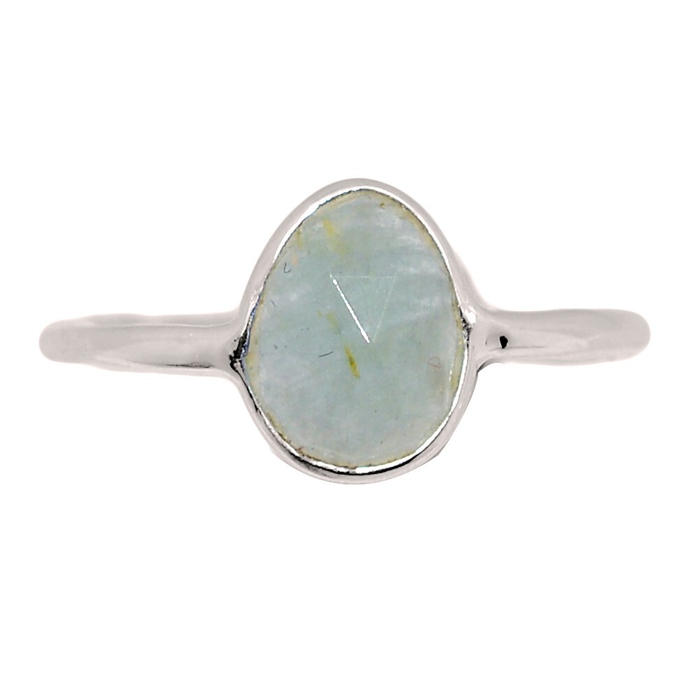 Natural Faceted Aquamarine – Brazil 925 Sterling Silver Ring Jewelry s.7 CR69959