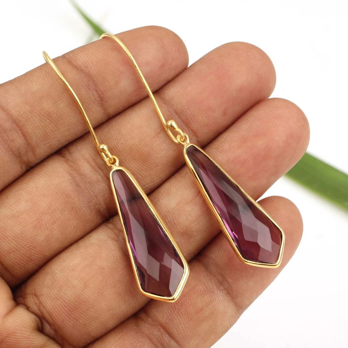 Amethyst Quartz Gemstone Earring,925 Sterling Silver,Briolette Earring,Gift
