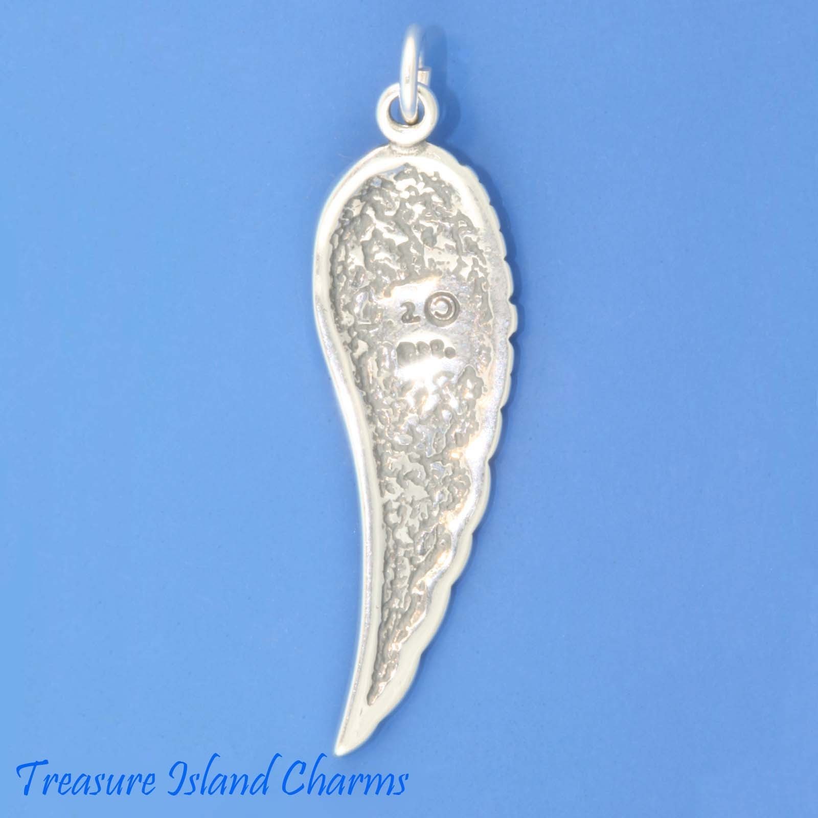 Angel Wing Large Left 925 Solid Sterling Silver Charm Pendant 31 x 10 mm