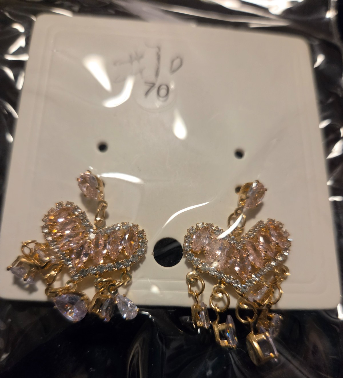 Clear Gold Tone Moissanite Stud Earrings Butterfly Closure