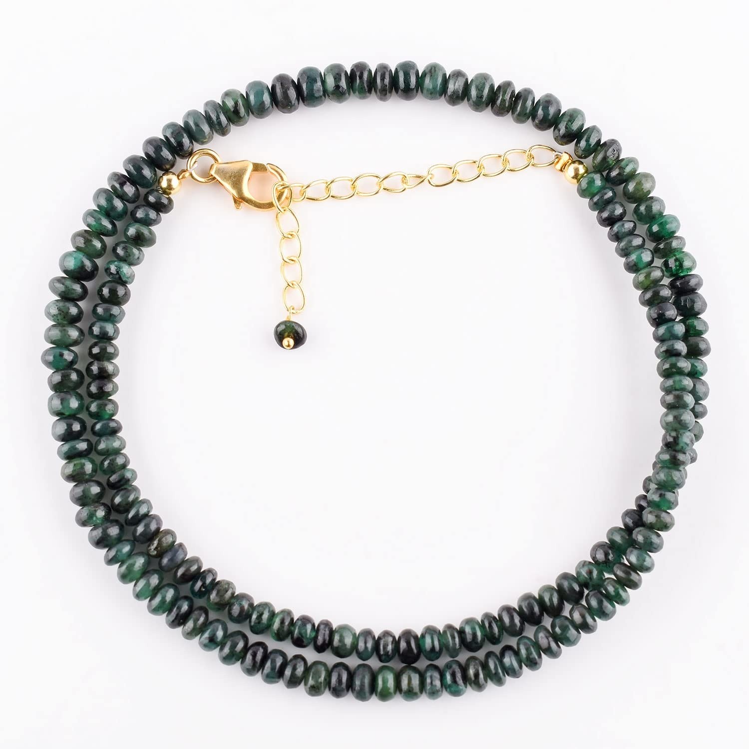 AA+ Natural Zambian Emerald Gemstone Beads Necklace In925 Silver Woman Jewelry B